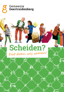 Opmaak voorzijde flyer Scheiden? Dat doen we samen. Over inzamelen van afval in de gemeente.